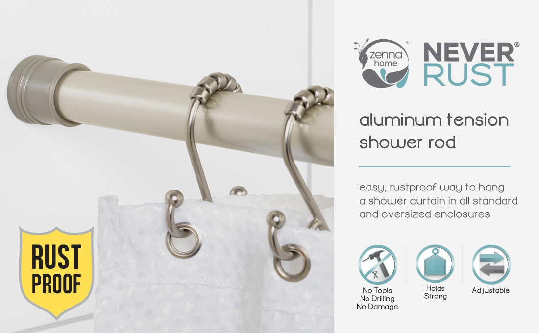 Zenna Home NeverRust 52 in. to 86 in. Aluminum Adjustable Tension